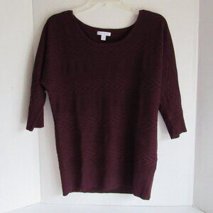 New York and Company Burgundy Lightweight Elbow Sleeve Pullover Sweater Size M